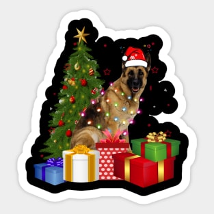 German Shepherd Christmas Dog Shirt With Santa Hat Christmas Funny Gift Sticker